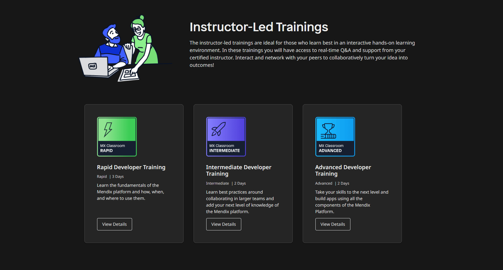 Mendix instructor-led trainings